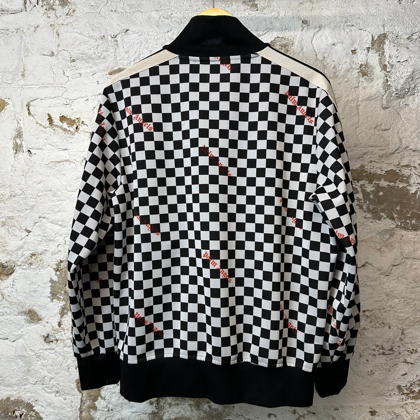 Palm Angels Black White Checkered Track Jacket Sz XL
