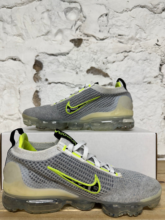 Nike Vapormax 2021 Flyknit Wolf Grey Volt Sz 9