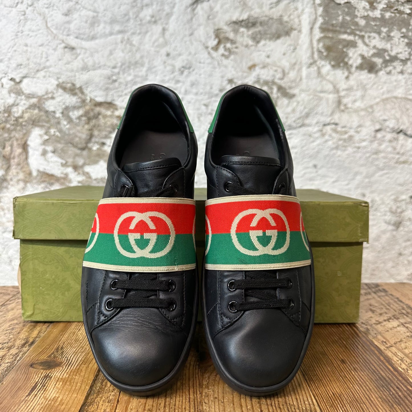 Gucci Red Green Banded Black Ace Sneaker Sz 6