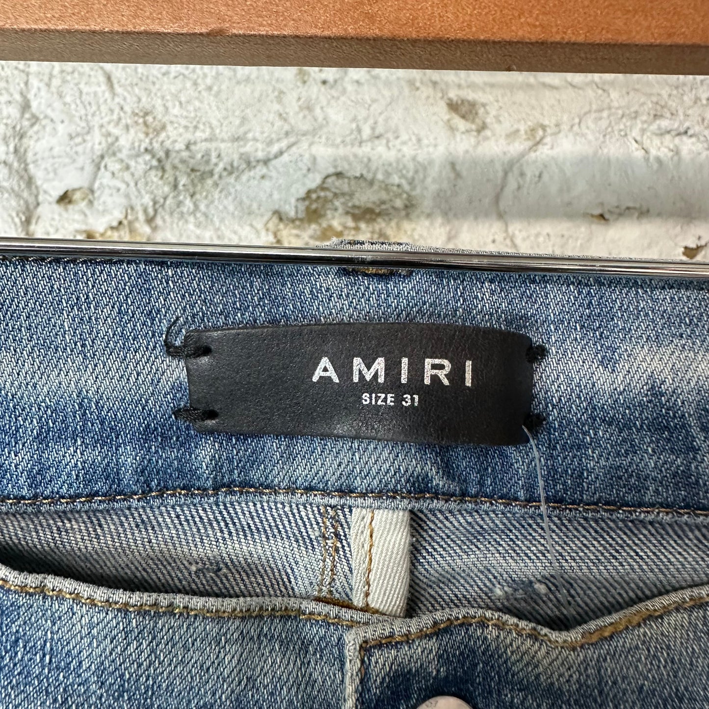 Amiri MX1 Black Suede Blue Denim Jeans Sz 31