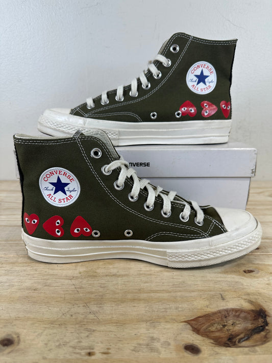 Converse Chuck Taylor All Star 70 HI CDG Multi-Heart Green Sz 8.5