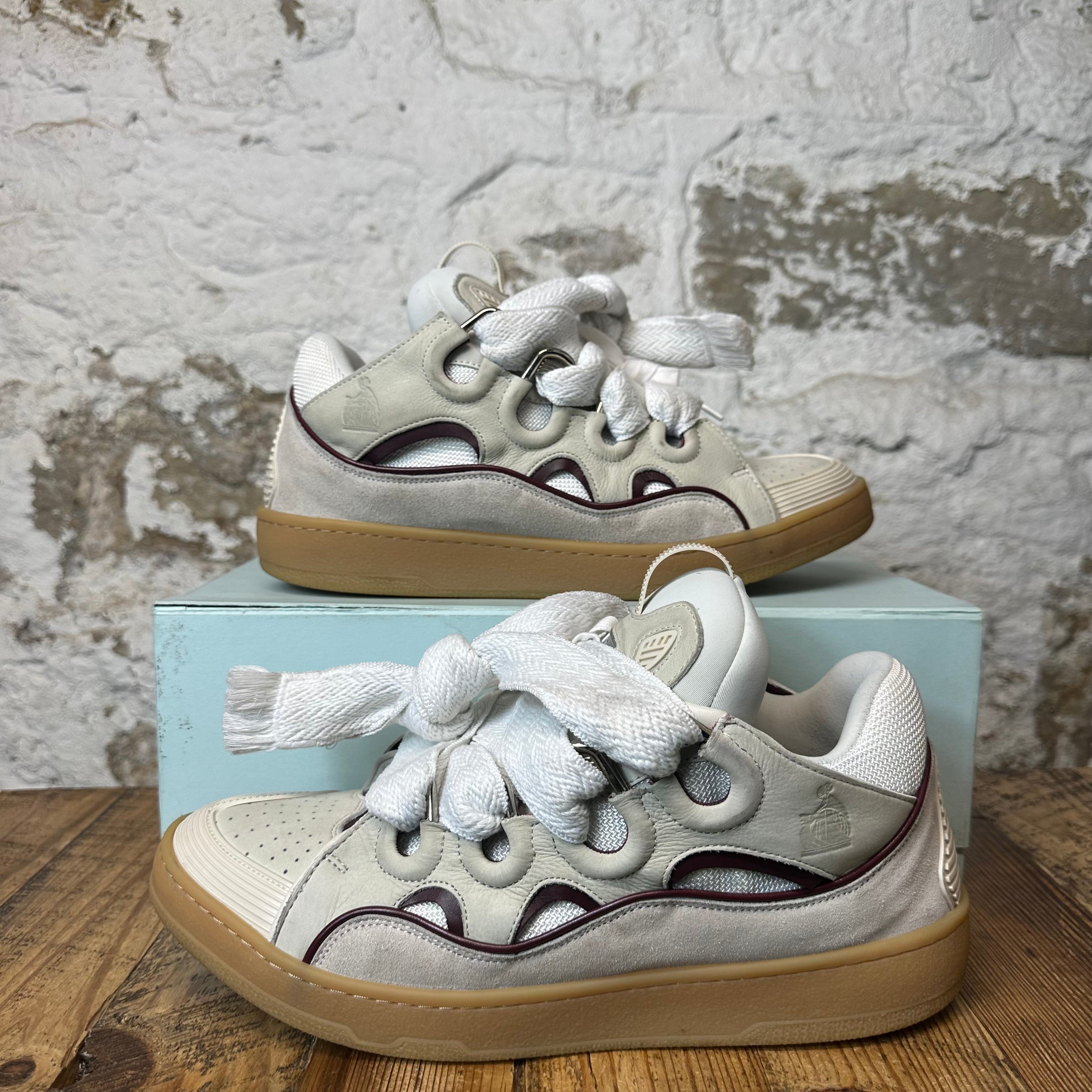 Lanvin Curb White Lace Maroon Grey Sneaker Sz 13 (46)