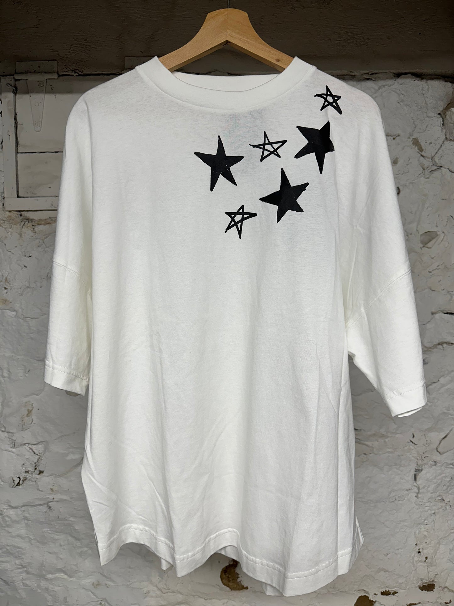 Palm Angels White Black Stars T-Shirt Sz M DS
