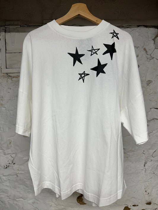 Palm Angels White Black Stars T-Shirt Sz M DS
