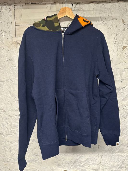 Bape Navy Green Camo Shark Tiger Hoodie DS