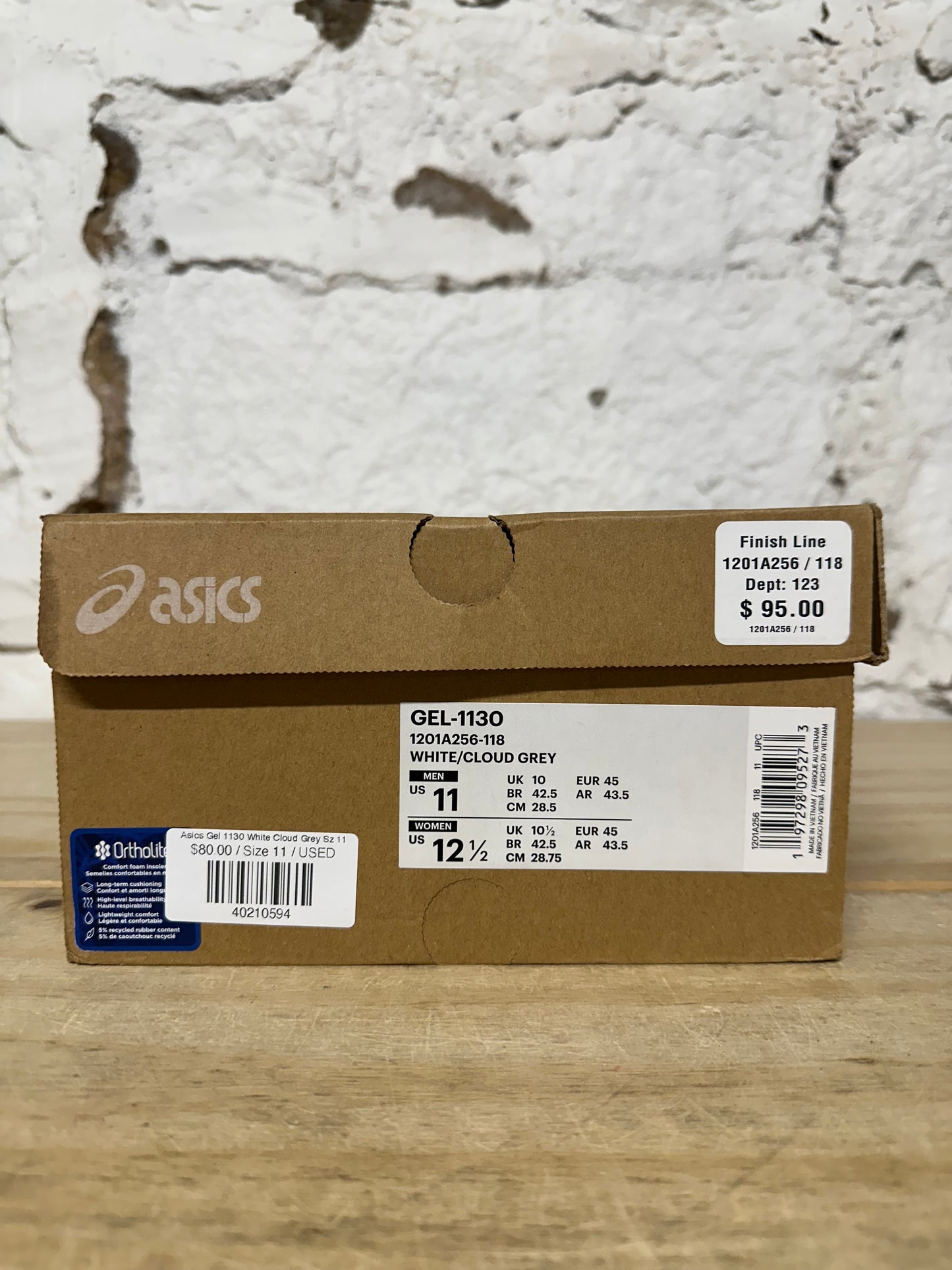 Asics Gel -130 White Cloud Grey Sz 11