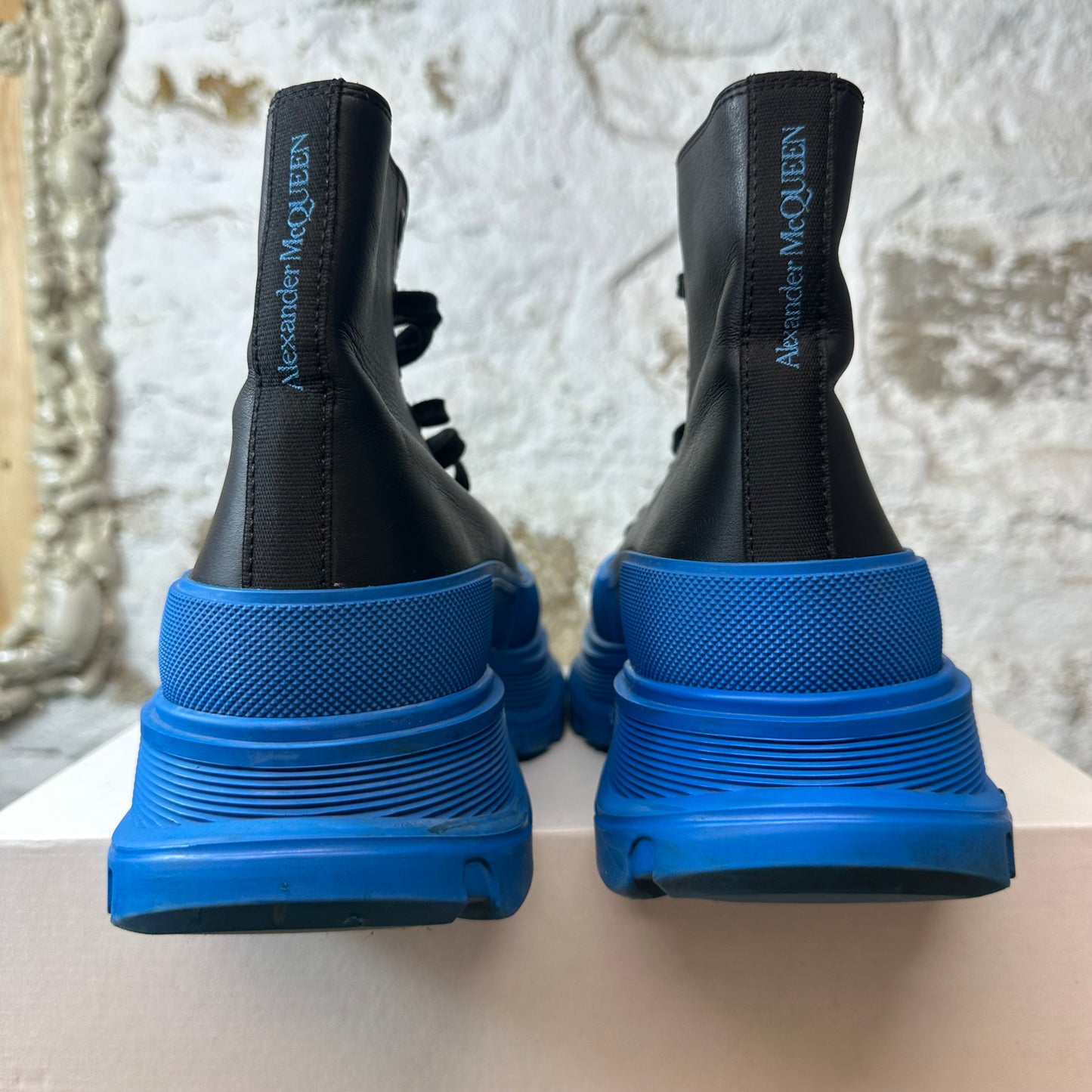Alexander McQueen Black Blue Tread Boot Sz 9.5 (42.5)
