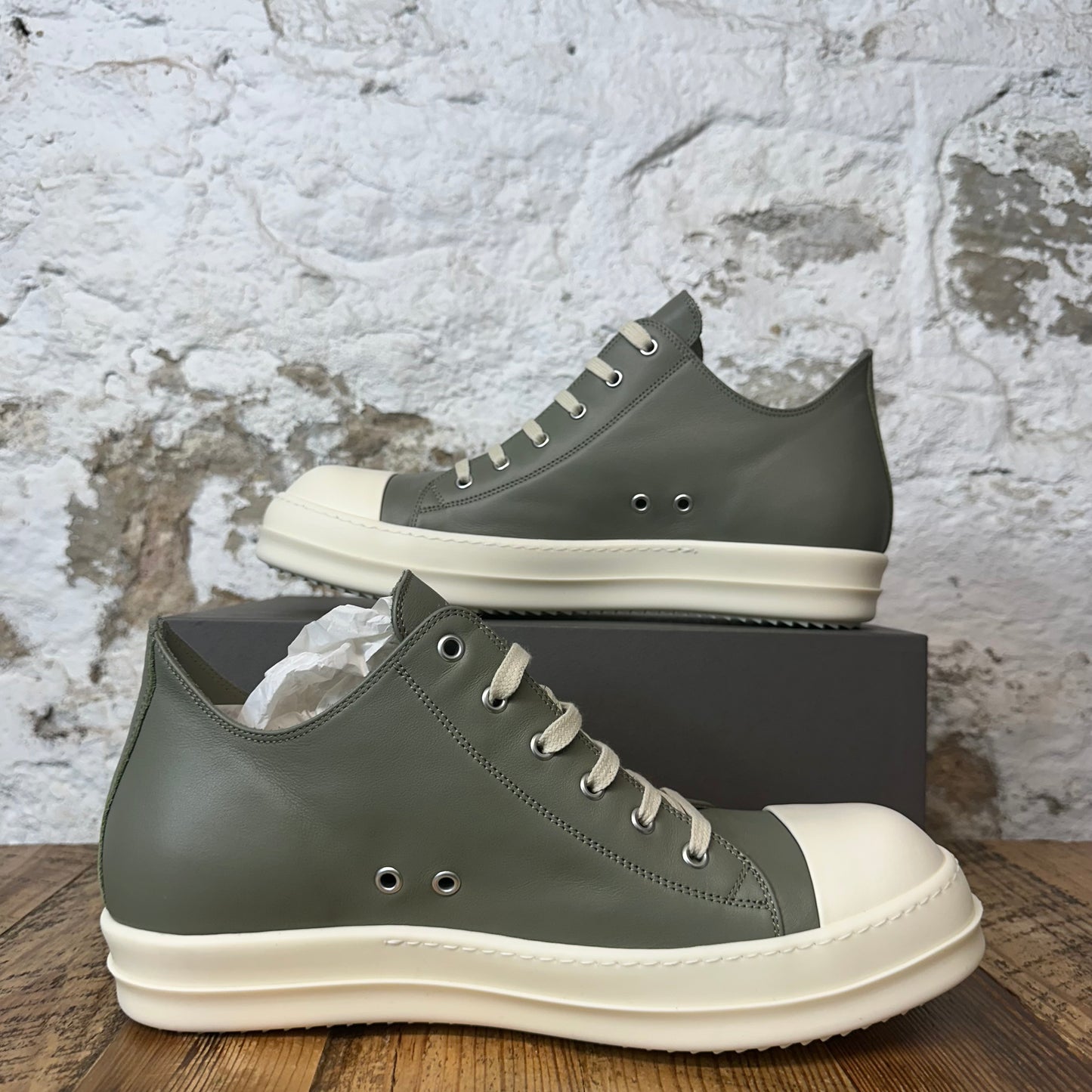 Rick Owens Hollywood Celadon Milk Sneaker Sz 13 (46) DS