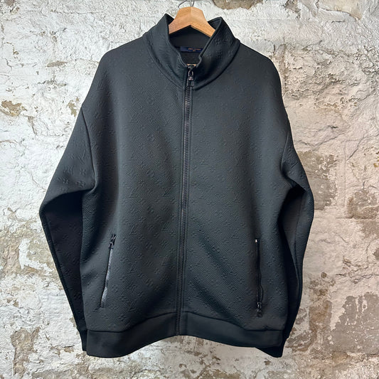 Louis Vuitton Black Monogram Embossed Track Jacket Sz XXL