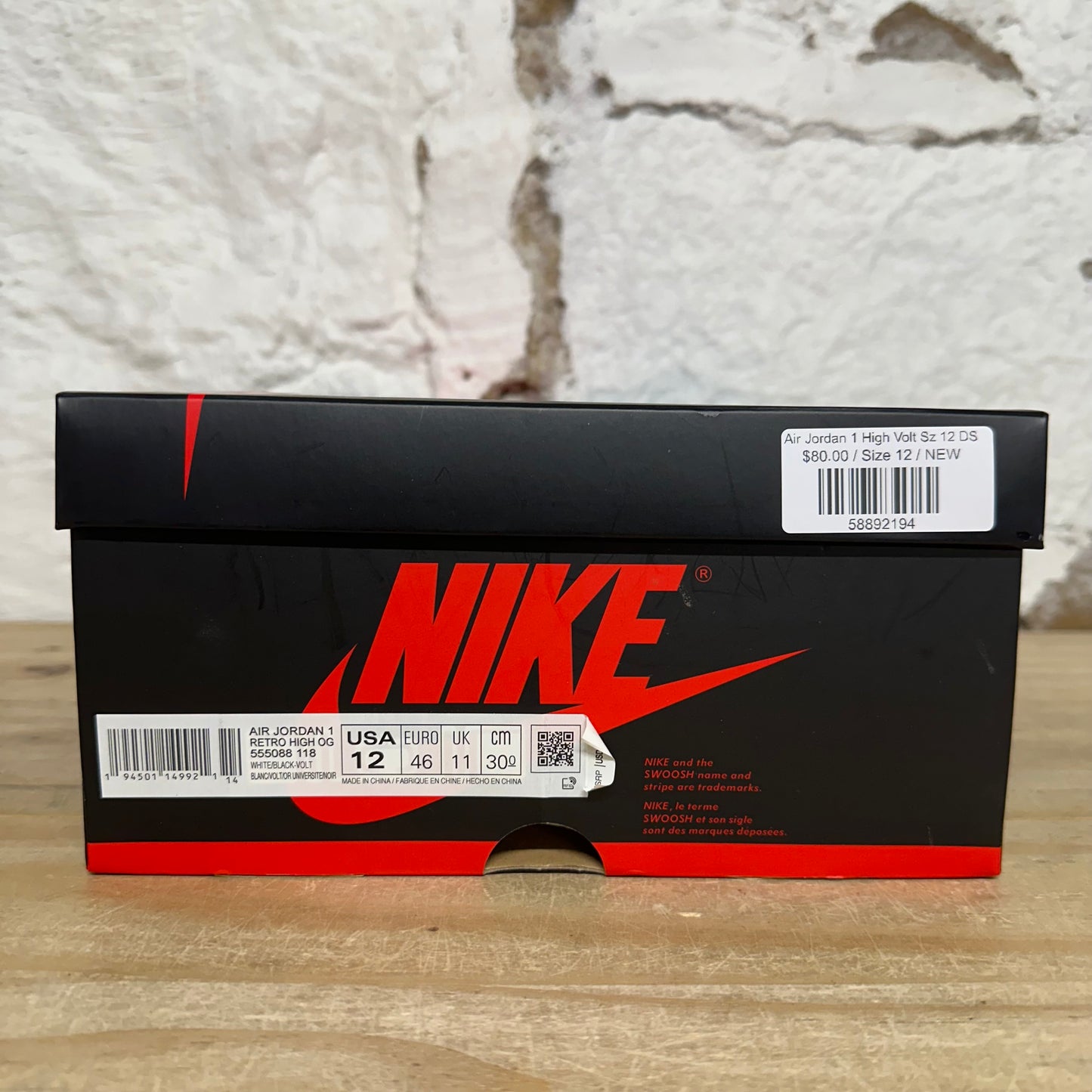 Air Jordan 1 High Volt Sz 12 DS