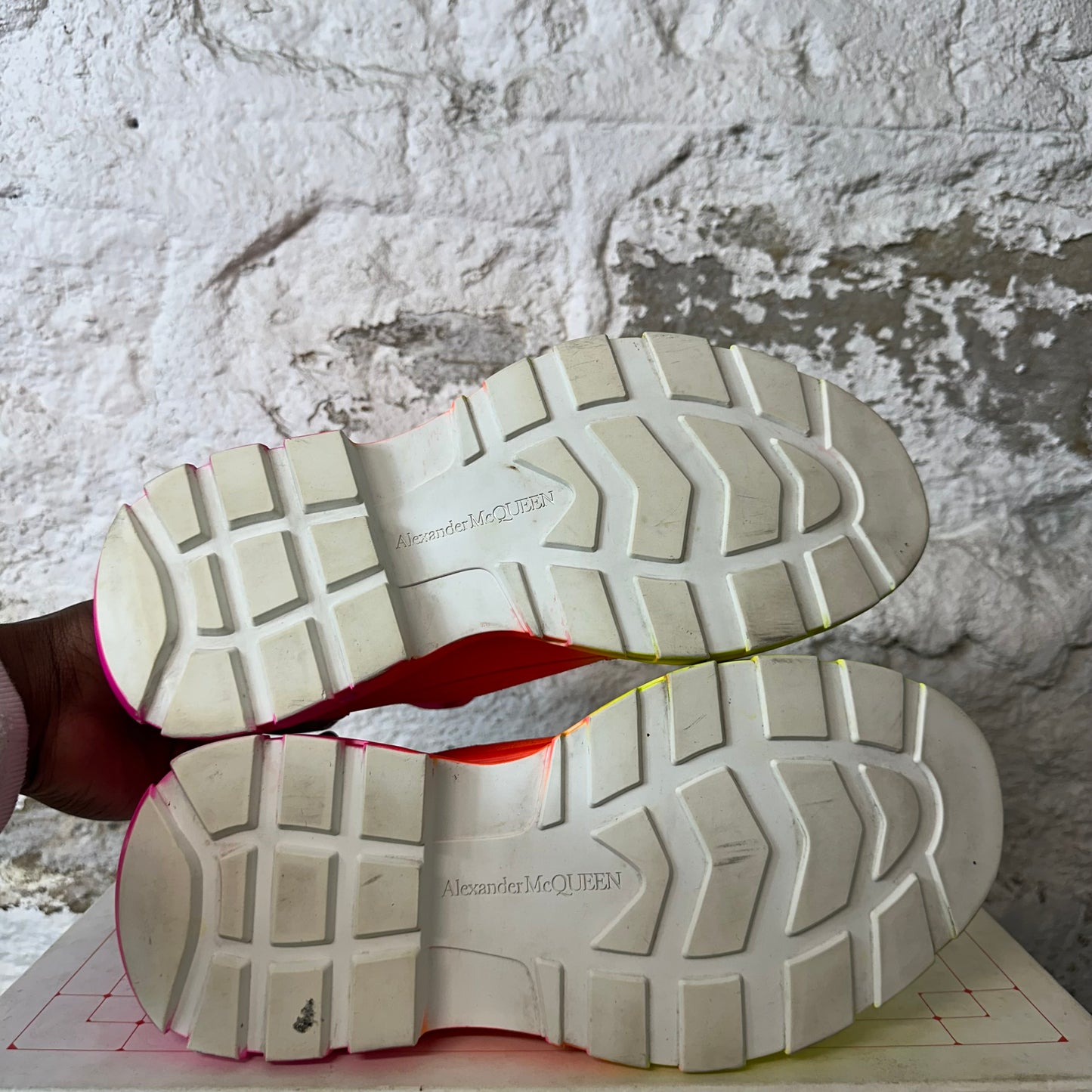 Alexander Mcqueen Pink Yellow Orange Tread Boot High Sz 7 (40)