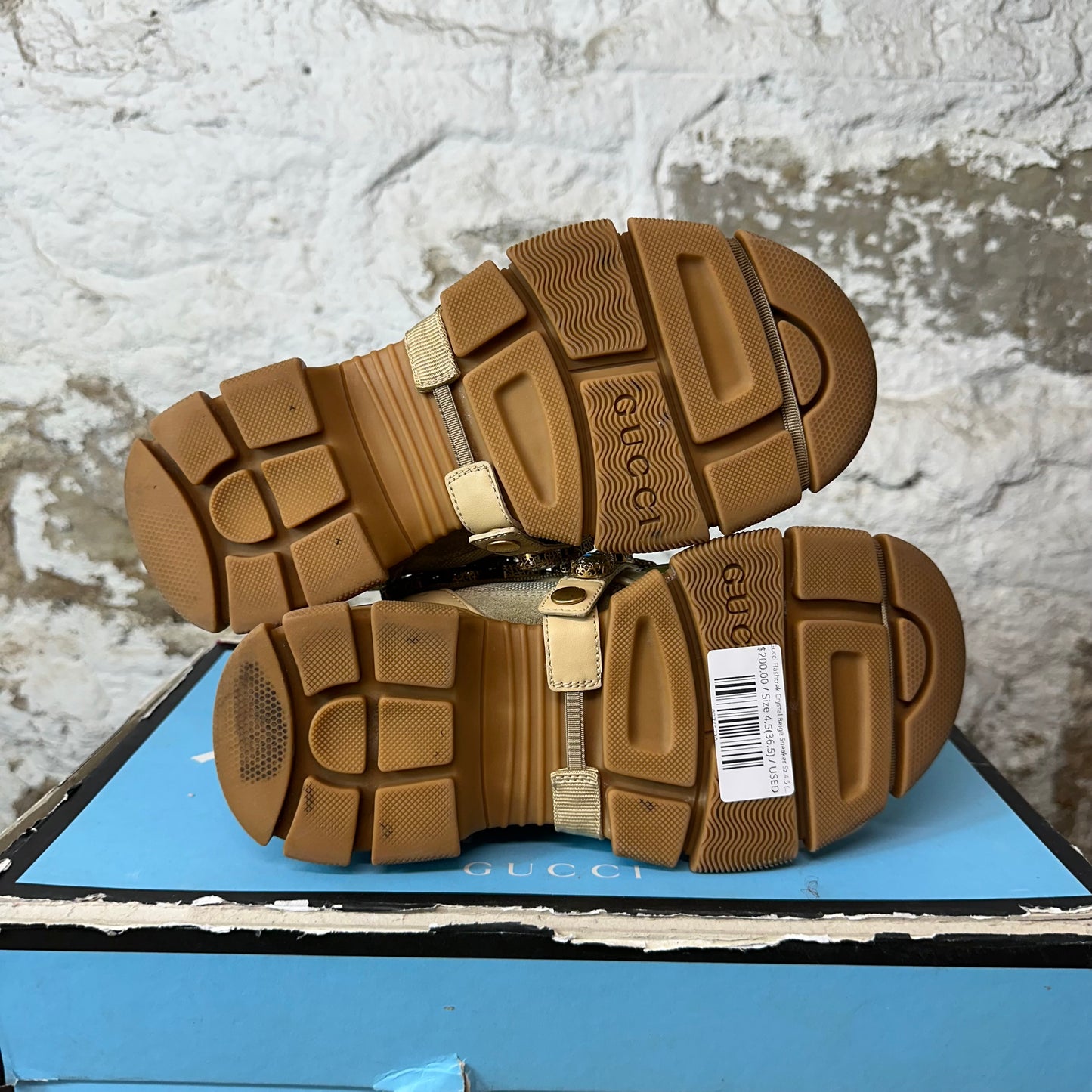 Gucci Flashtrek Crystal Beige Sneaker Sz 4.5 (36.5)