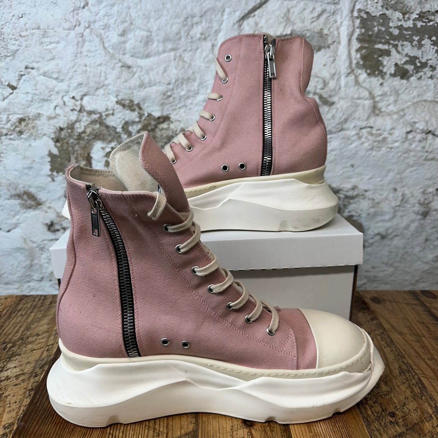 Rick Owens Pink Canvas Abstract Cream High Sz 13 (46) No Box