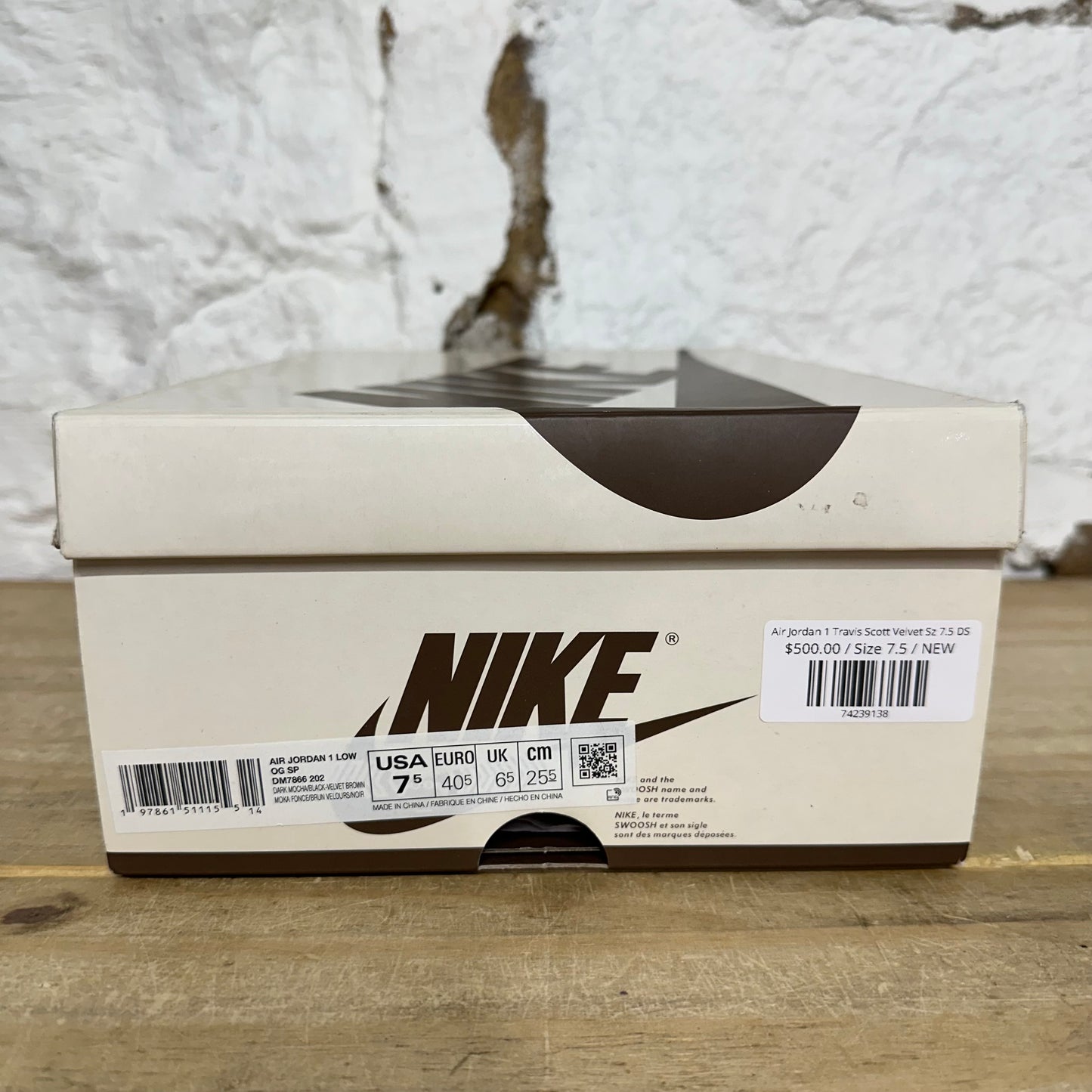 Air Jordan 1 Low Travis Scott Velvet Sz 7.5 DS