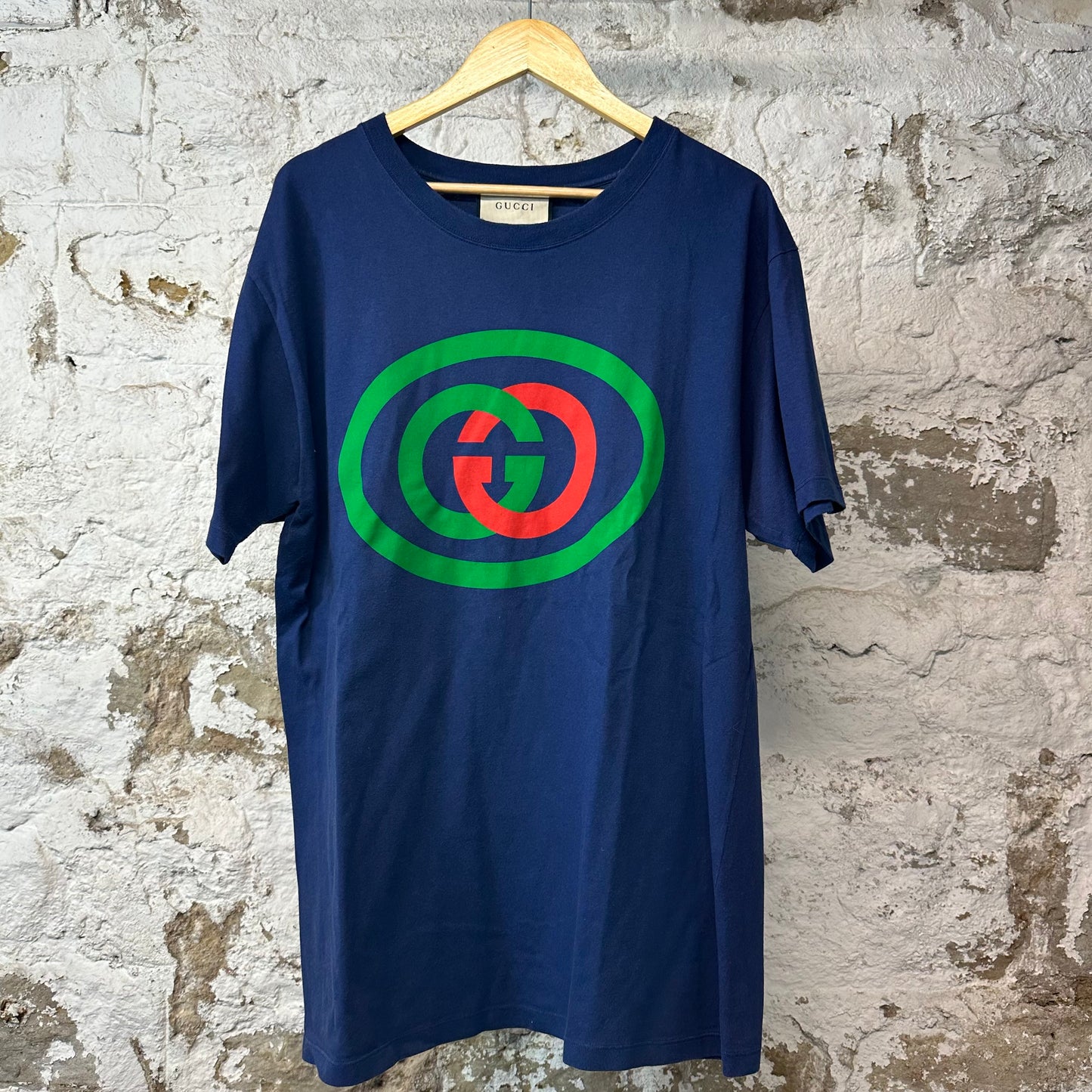 Gucci Green Red Logo T-shirt Blue Sz L