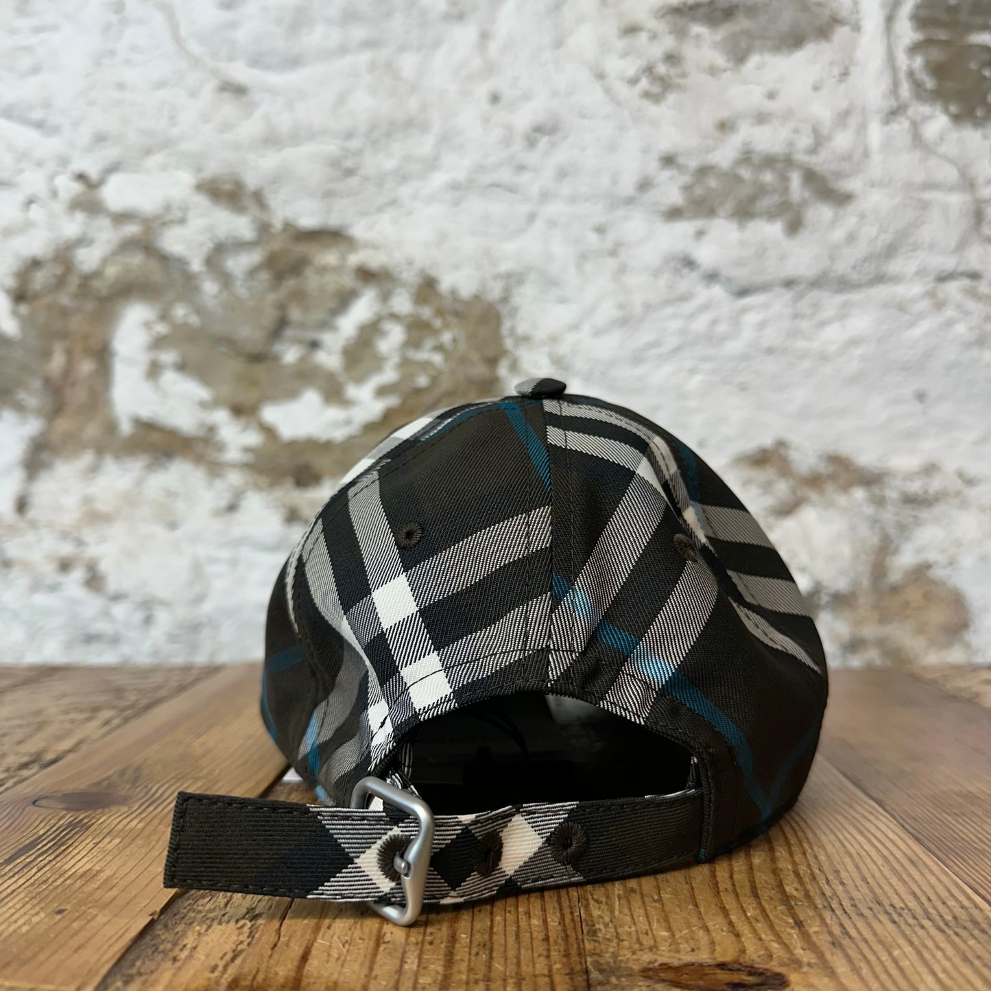 Burberry Check Teal Black Plaid Hat Sz XS DS