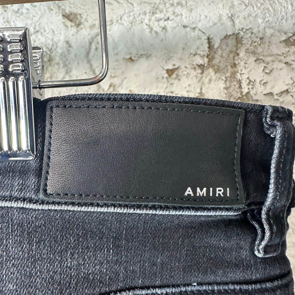 Amiri MX1 Grey Art Patch Black Denim Jeans Sz 38