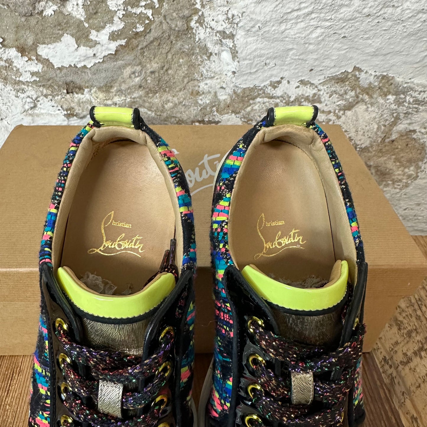 Christian Louboutin Multicolor Pink Yellow Sneaker Sz 5 (37)