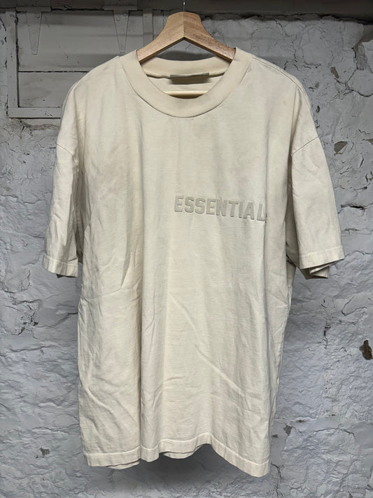 Fear of God Essentials Cream Bold Logo T-Shirt Sz L
