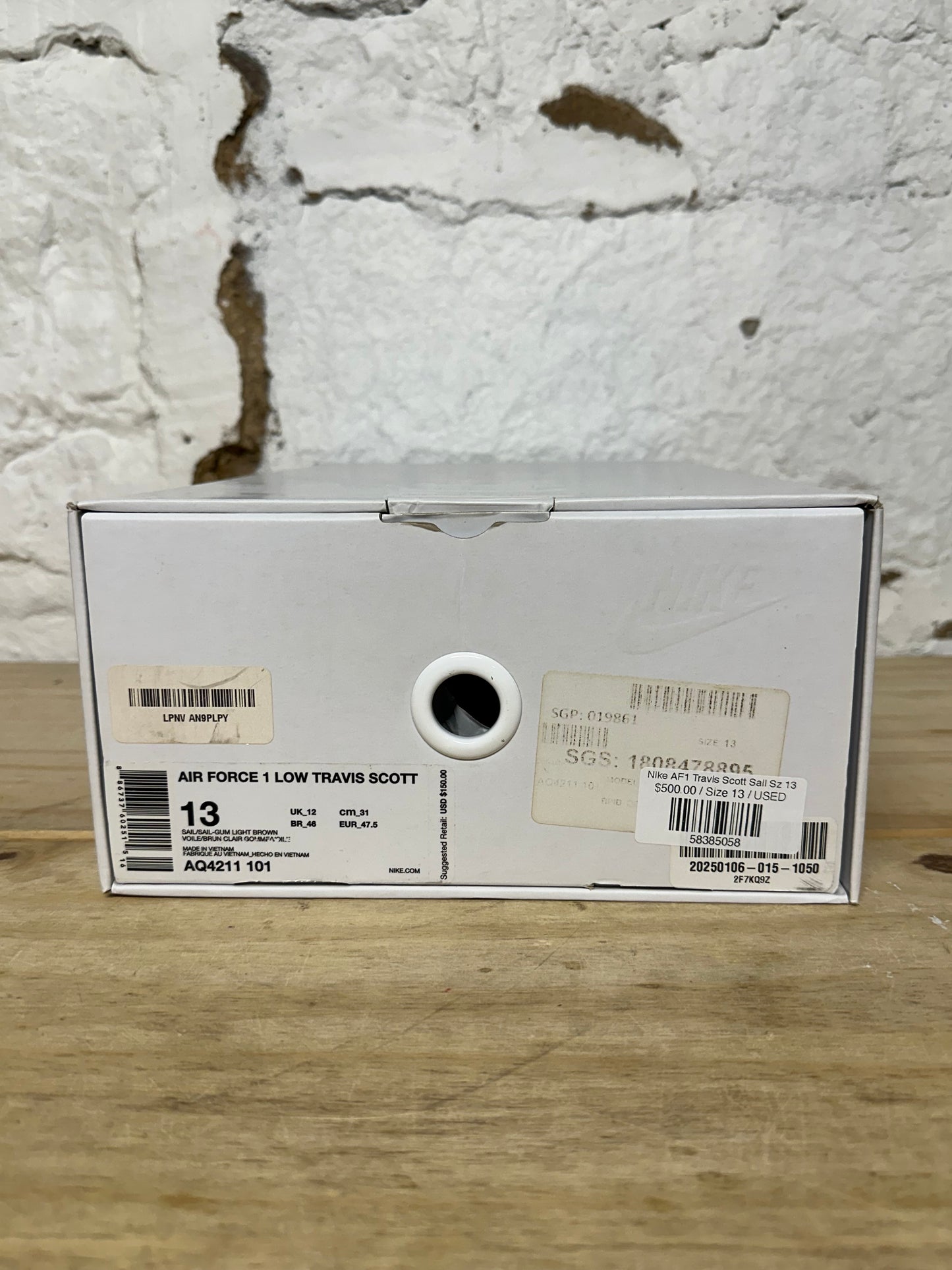 Nike Air Force 1 Low Travis Scott Sail Sz 13