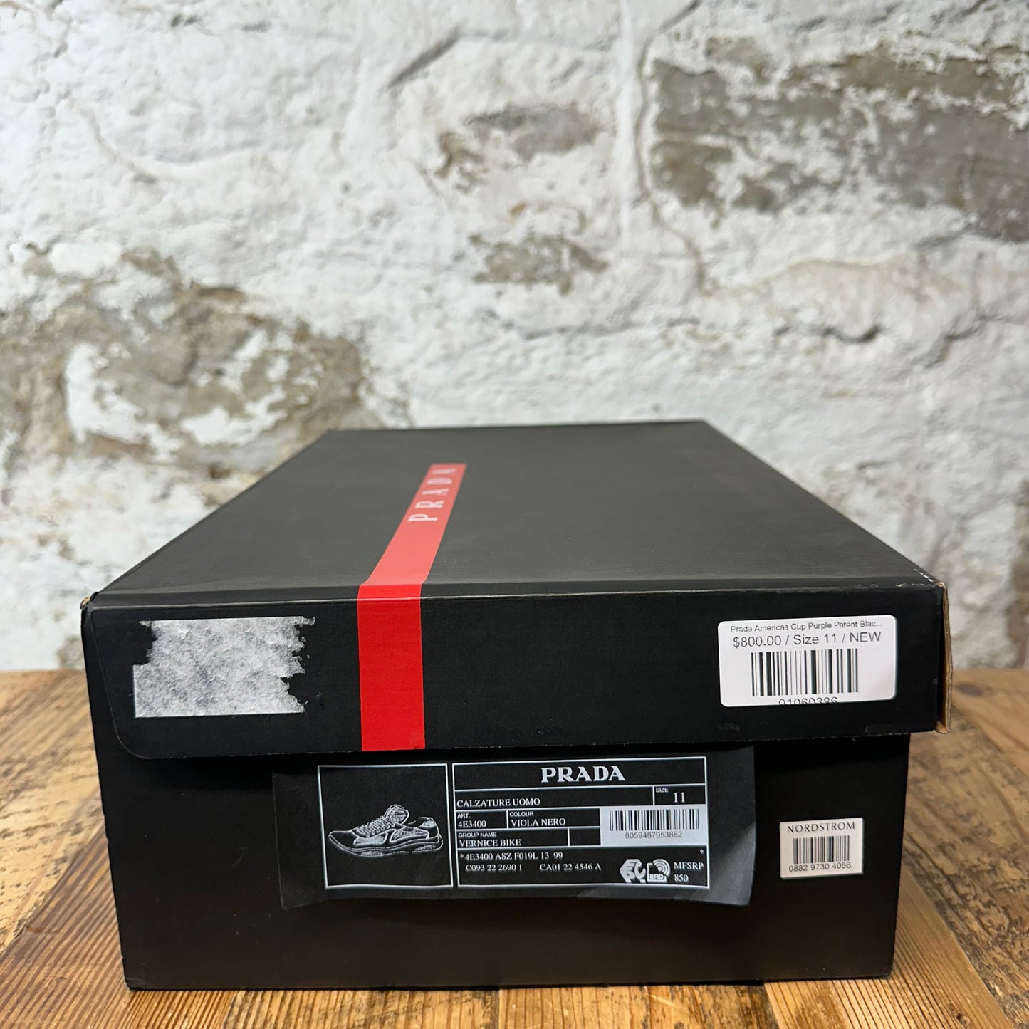 Prada Americas Cup Purple Patent Black Sneaker Sz 11 DS