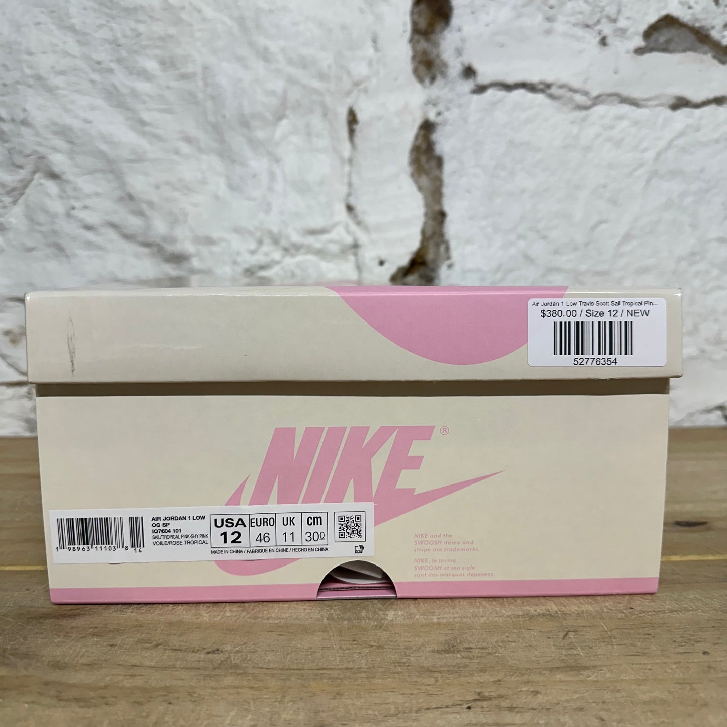 Air Jordan 1 Low Travis Scott Sail Tropical Pink Sz 12 DS