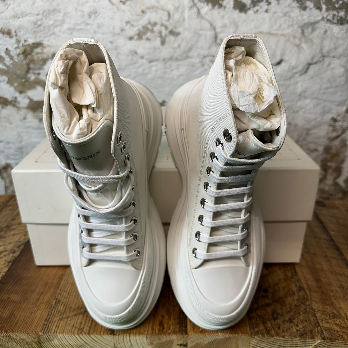 Alexander Mcqueen Silver Spell Tread Boot White Sz 6.5 (39) DS