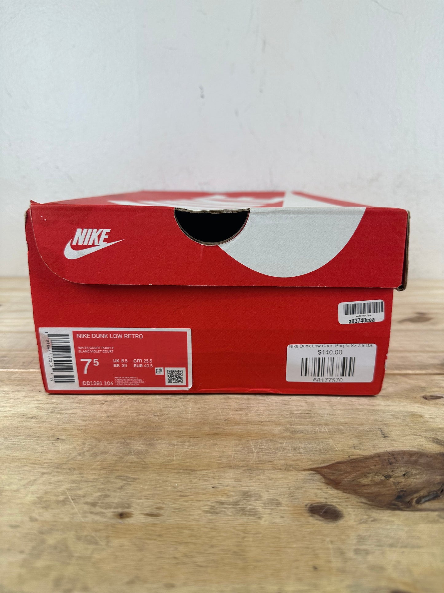 Nike Dunk Low Championship Court Purple Sz 7.5 DS