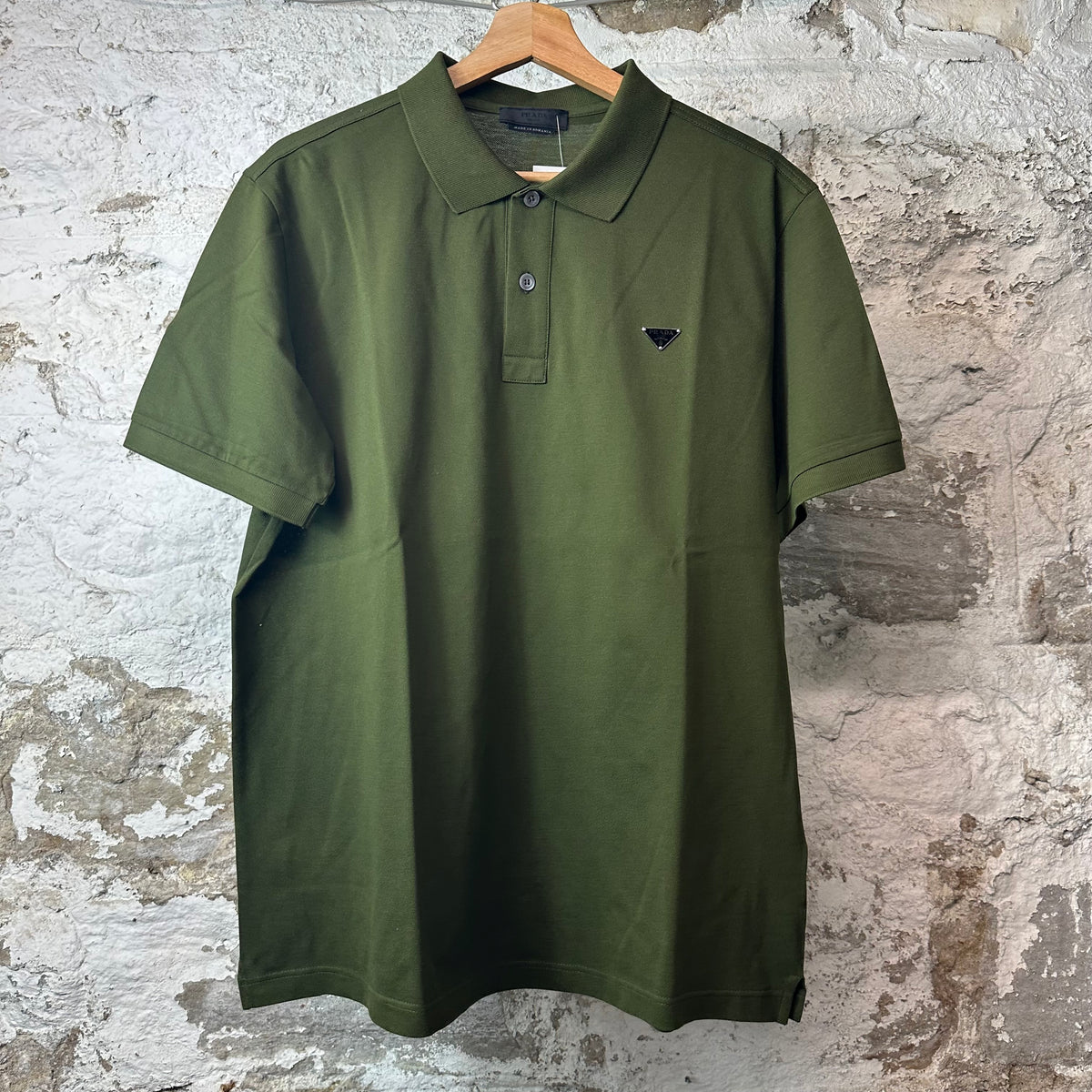 Prada Pique Forest Green Polo Shirt Sz XL