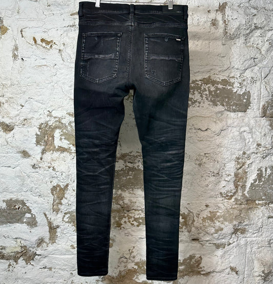 Amiri Plain Black Faded Denim Jeans Sz 34
