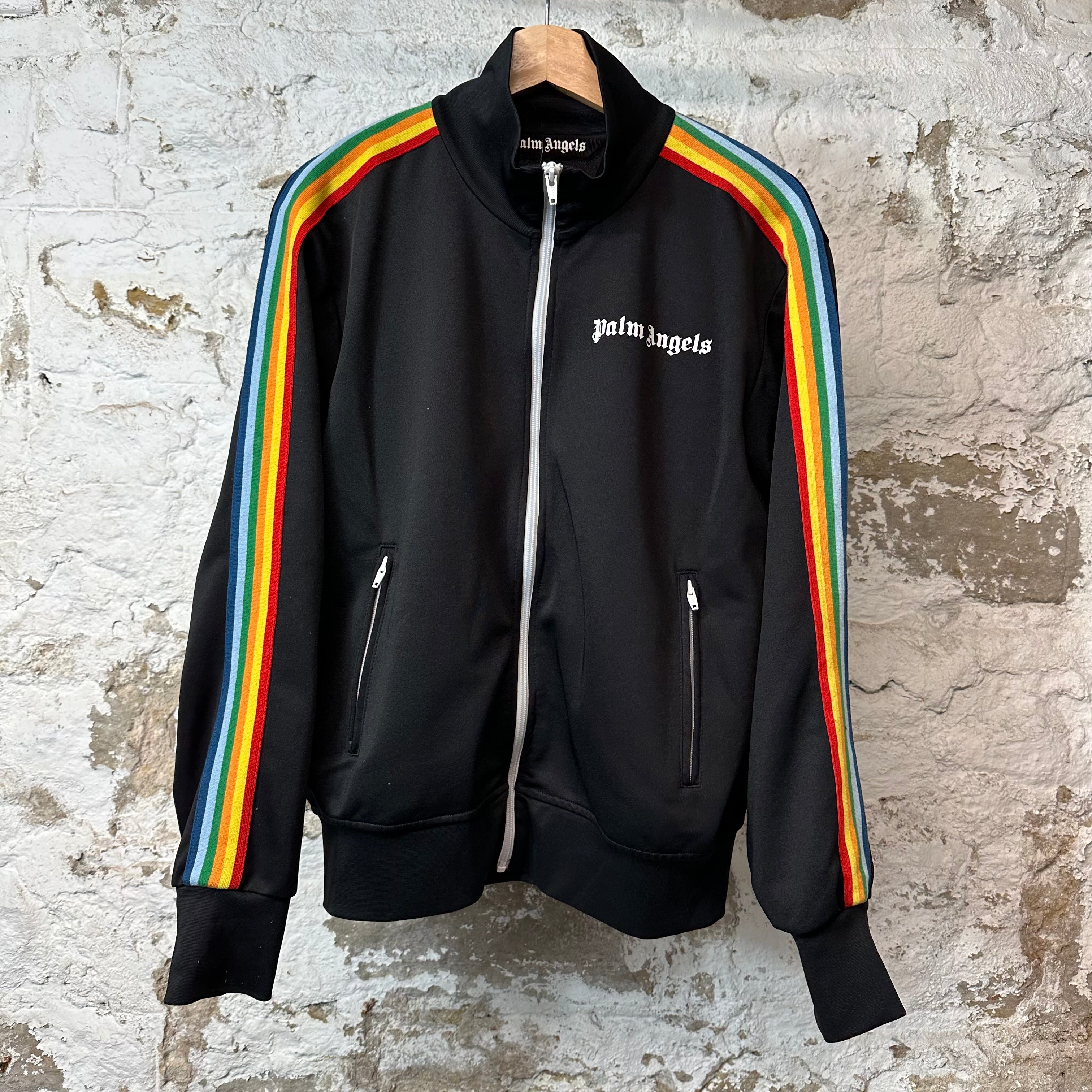 Palm Angels Rainbow Black Track Jacket Sz M