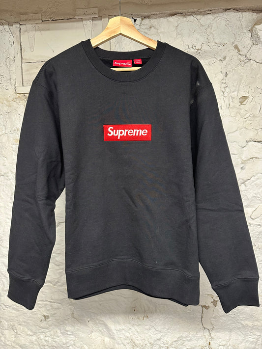 Supreme Black Red Box Logo Crewneck Sz S