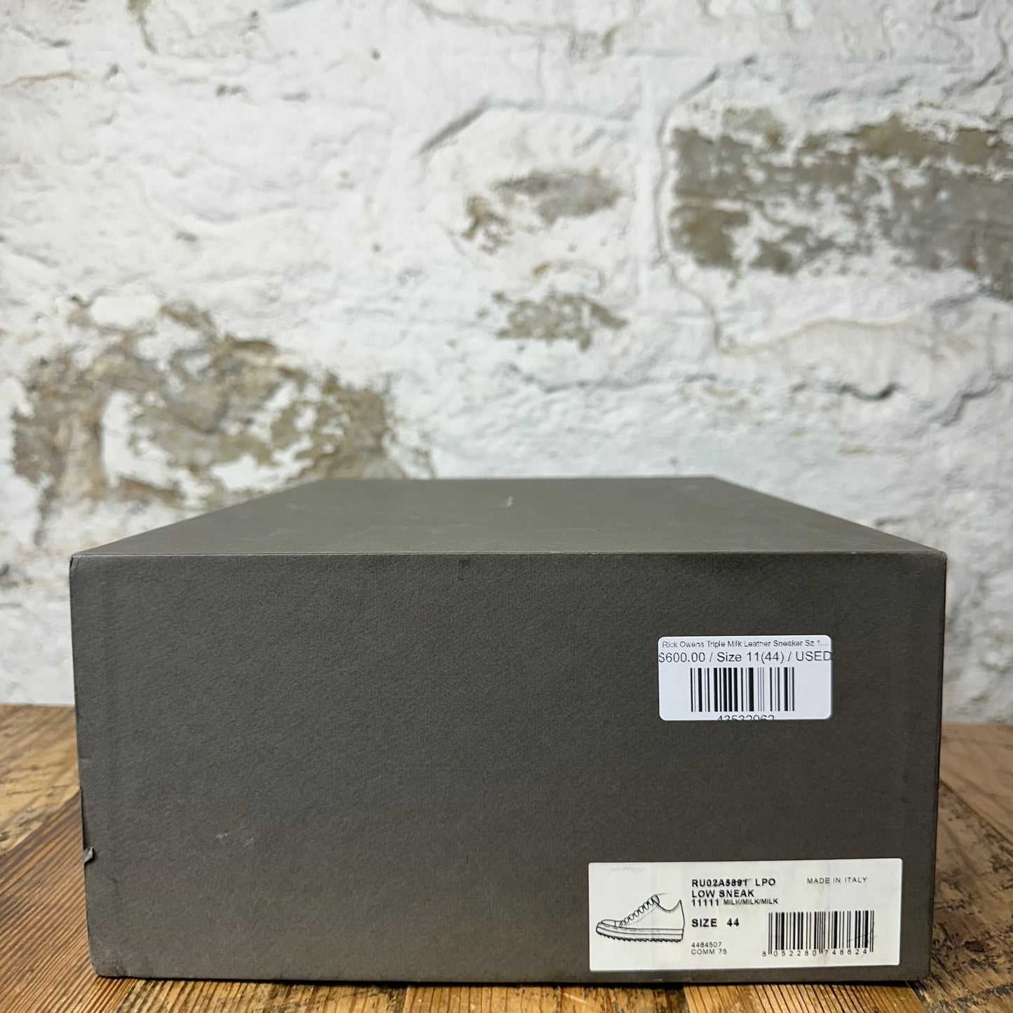 Rick Owens Triple Milk Leather Sneaker Sz 11 (44)