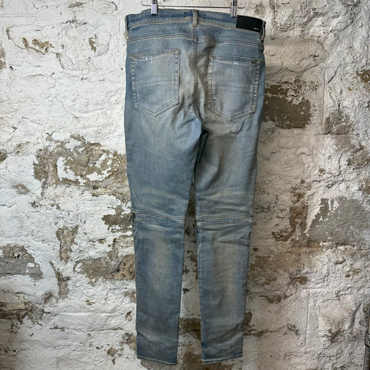 Amiri MX2 Multicolor Flannel Blue Denim Jeans Sz 36