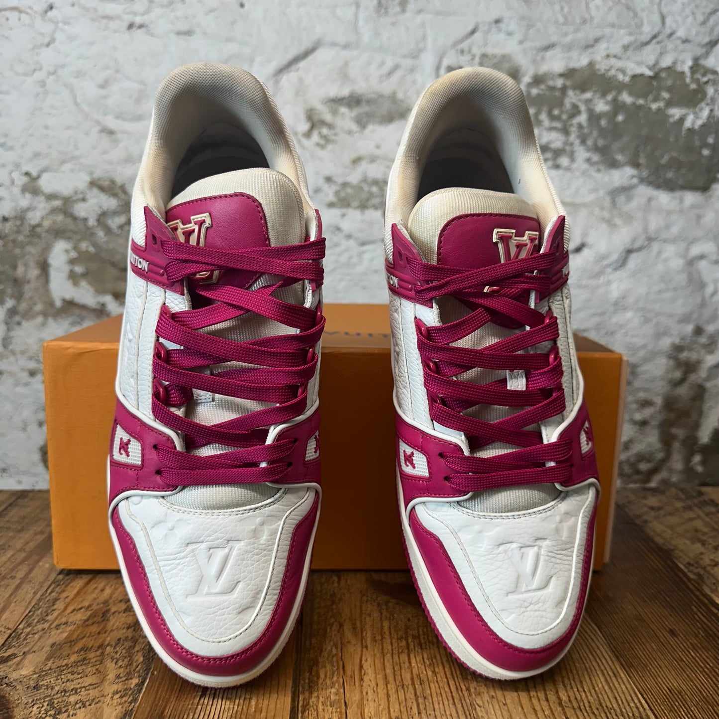 Louis Vuitton Pink White Monogram Trainer Sneaker Sz 11 (9.5LV)