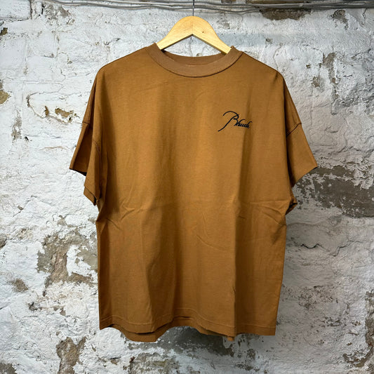 Rhude Black Script Raglan T-shirt Brown Sz M