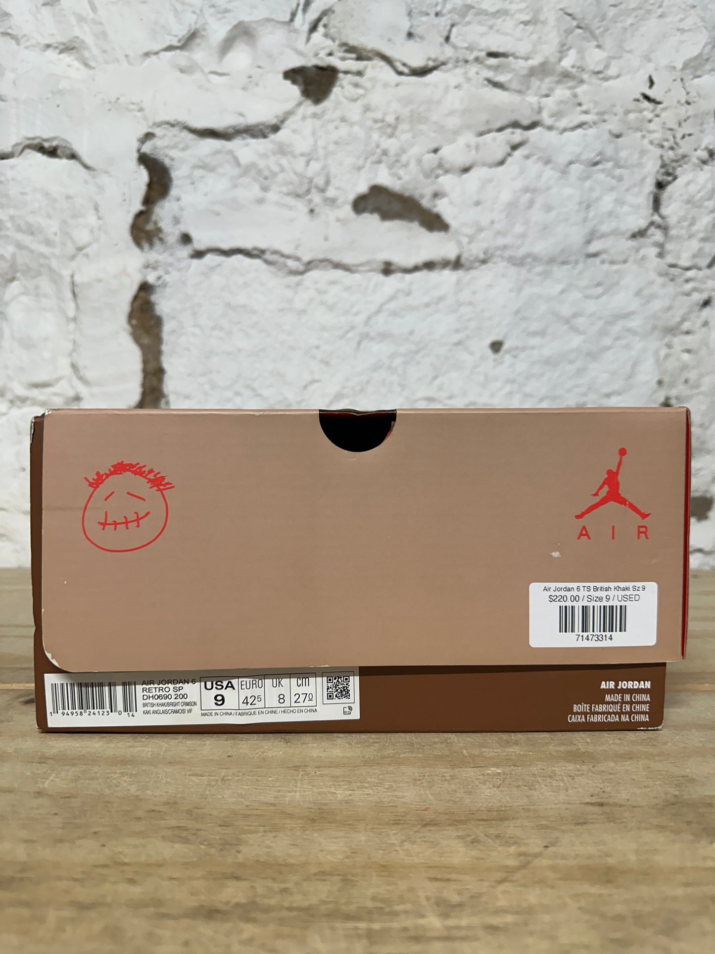 Air Jordan 6 Travis Scott British Khaki Sz 9