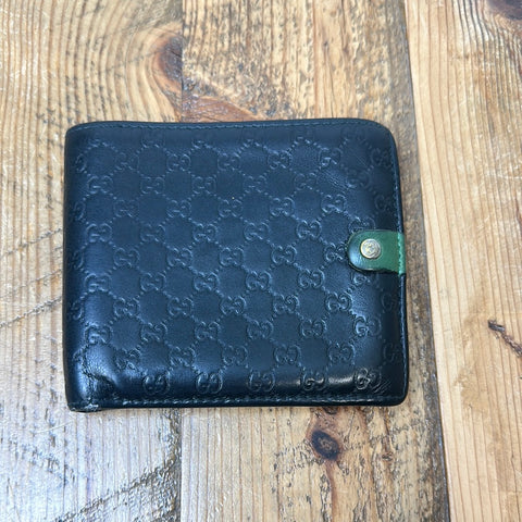 Gucci Micro Embossed Black Bifold Wallet