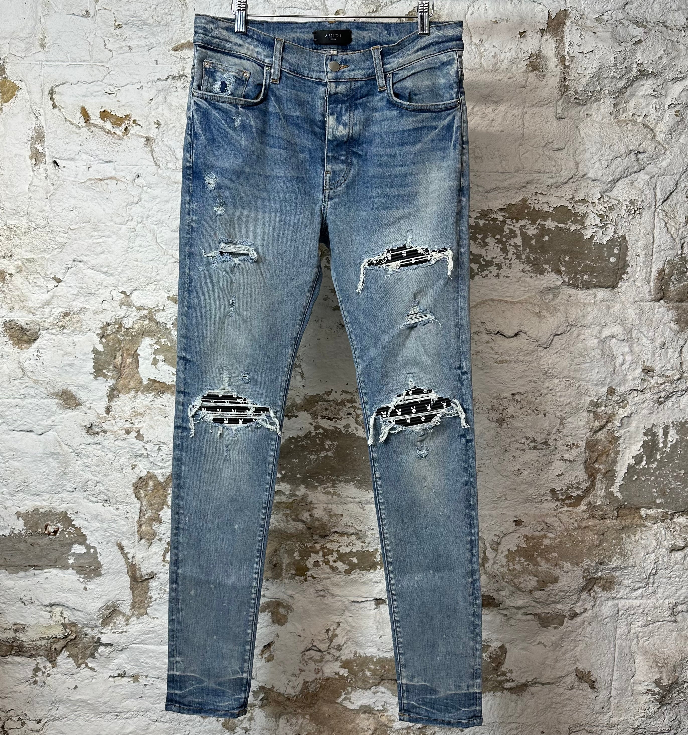 Amiri MX1 Black Playboy Blue Denim Jeans Sz 33