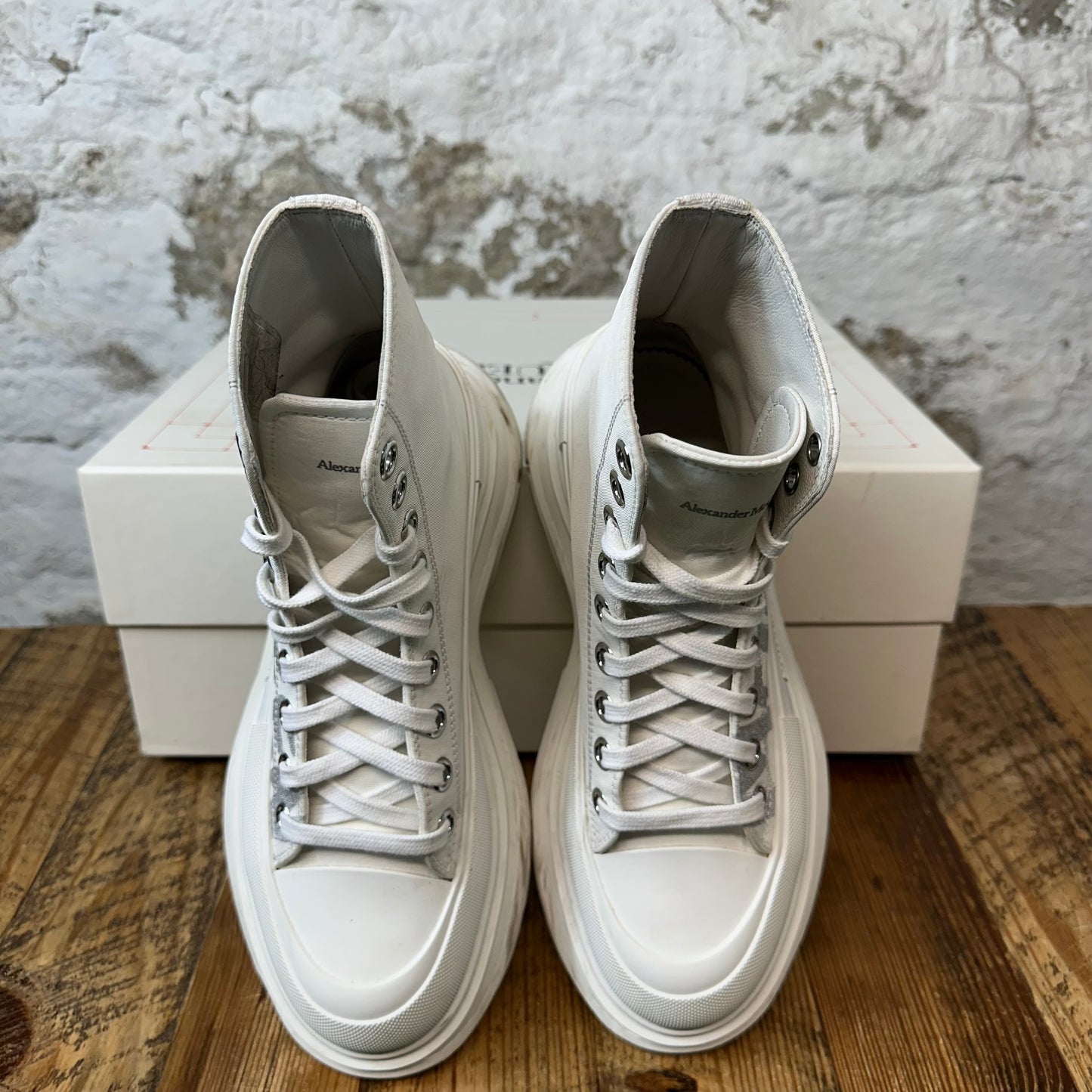 Alexander Mcqueen Silver Spell White Tread Boot High Sz 5.5 (37.5)