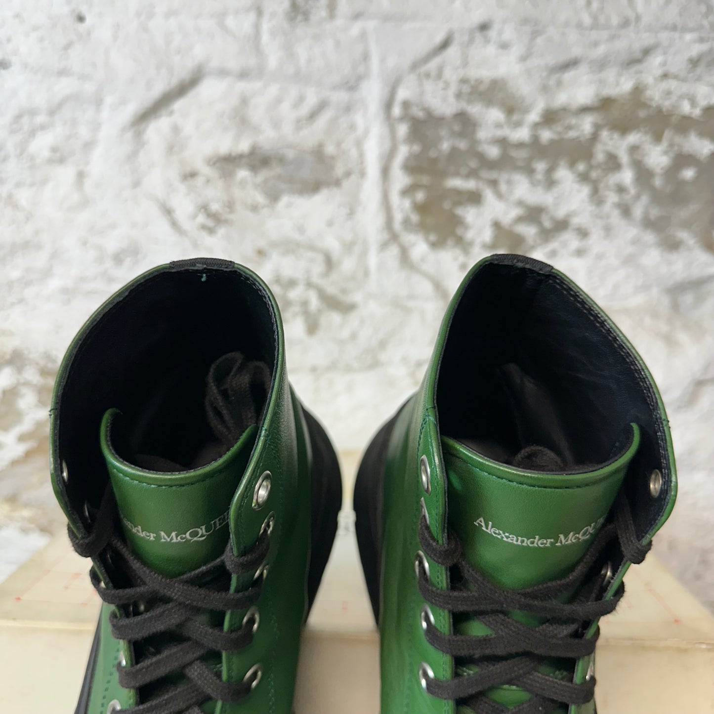 Alexander Mcqueen Black Green Tread Boot High Sz 10 (43)