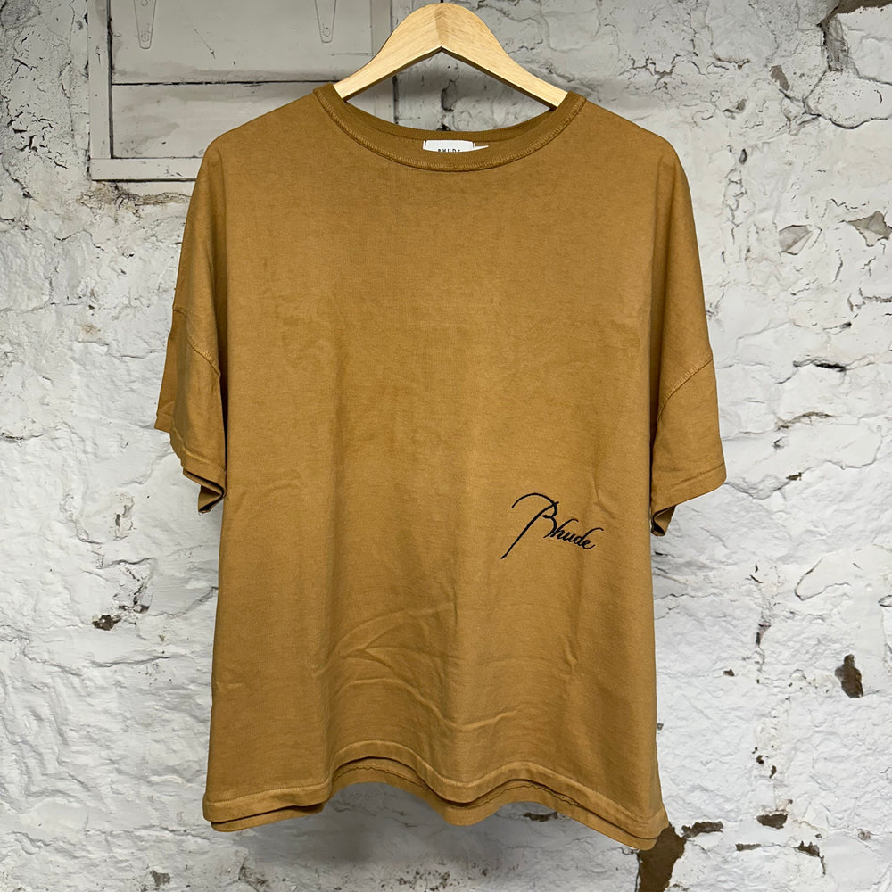Rhude Side Script Tan T-Shirt Sz M