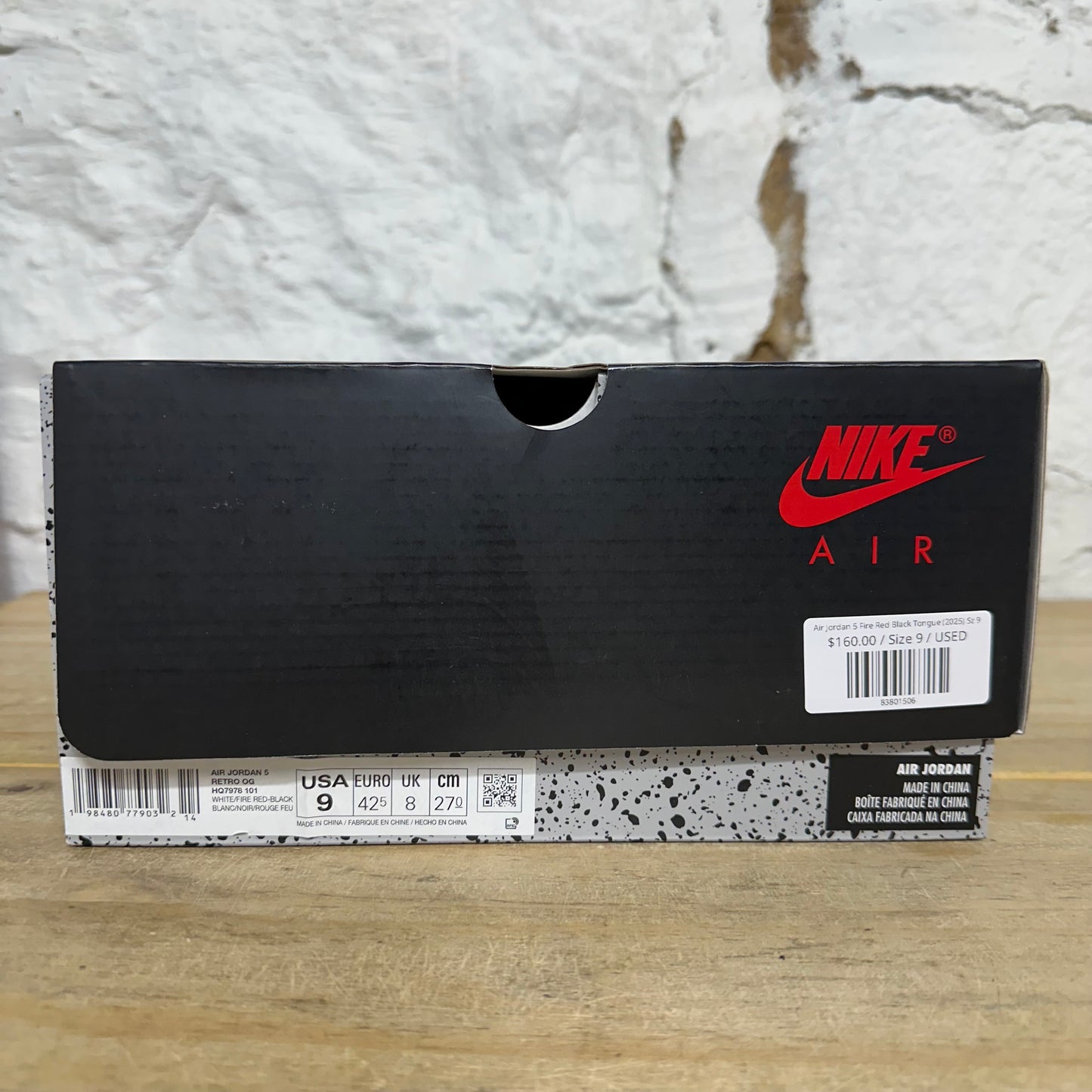 Air Jordan 5 Fire Red Black Tongue (2025) Sz 9