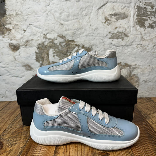 Prada Americas Cup Light Blue Patent Sneaker Sz 5 (37) DS