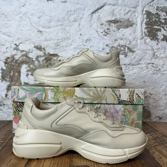 Gucci Rhyton Yellow Spell Tiger Cream Sneaker Sz 6.5