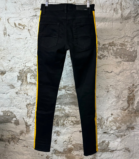 Amiri Yellow Stripe Black Denim Jeans Sz 29
