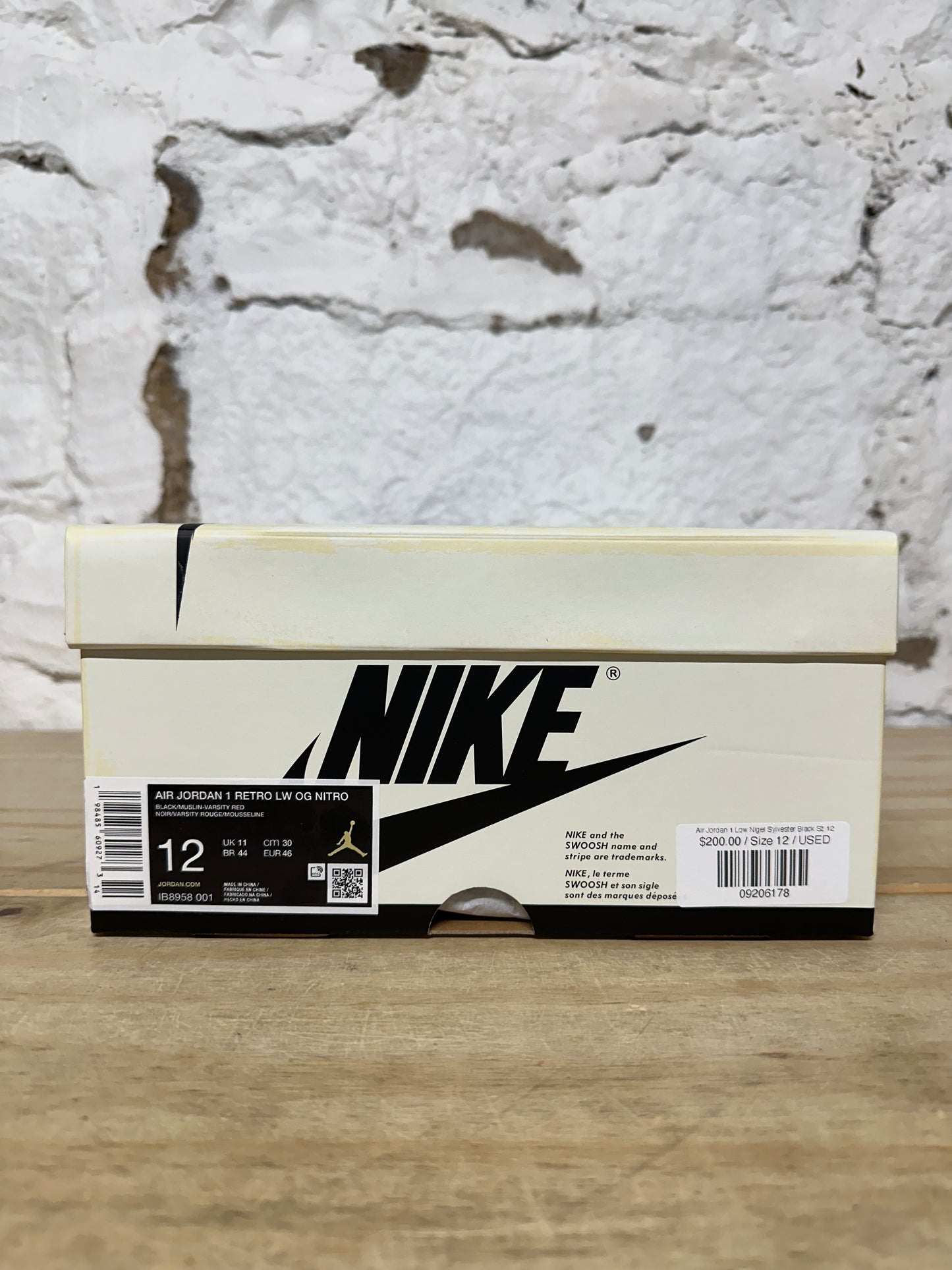 Air Jordan 1 Low Nigel Sylvester Black Sz 12