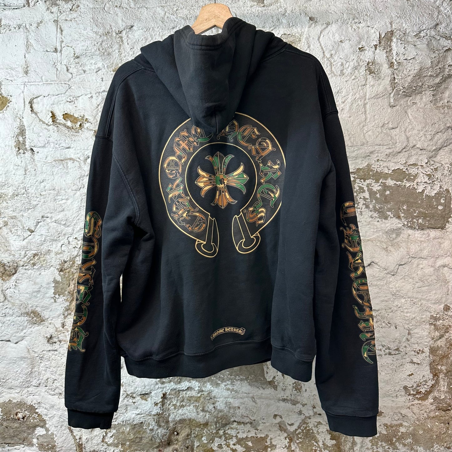 Chrome Hearts Camo Horseshoe Zip Up Hoodie Black Sz M