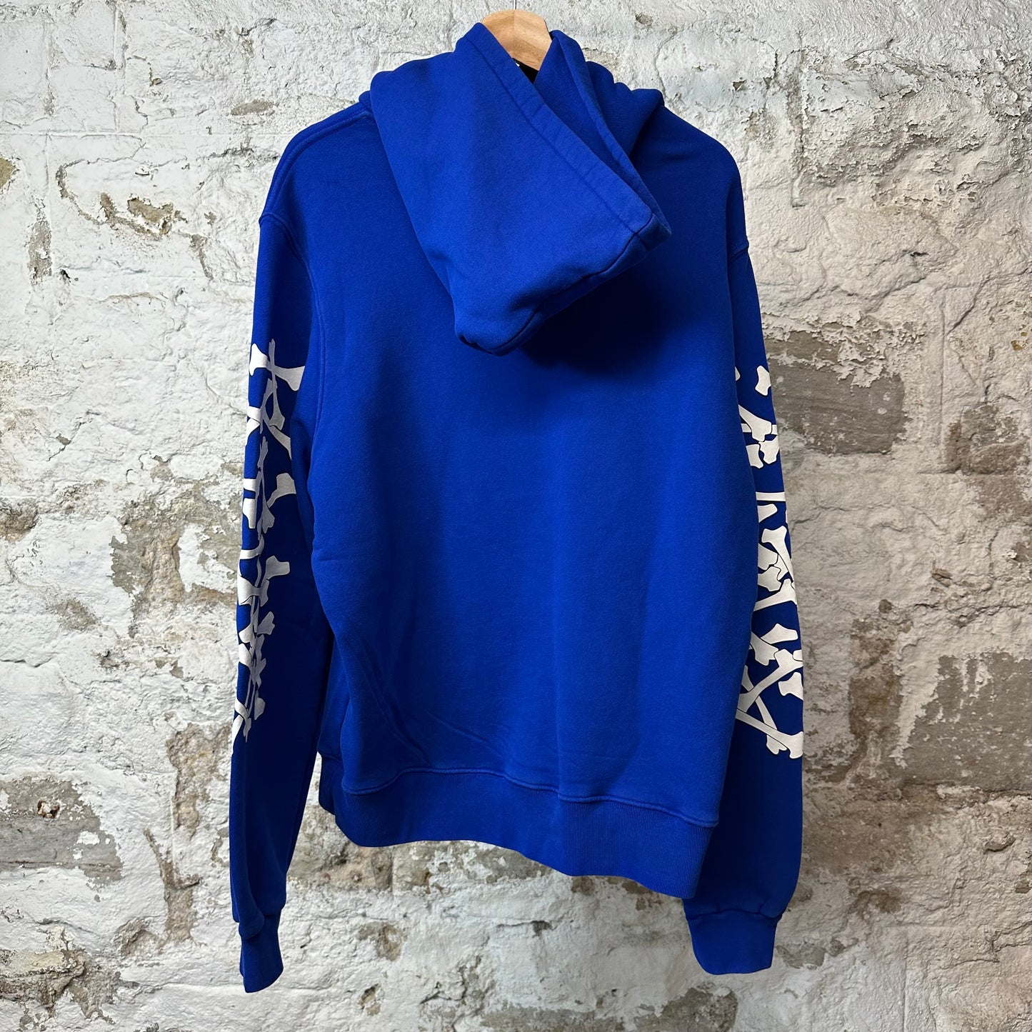 Amiri White Sleeve Bones Hoodie Blue Sz S