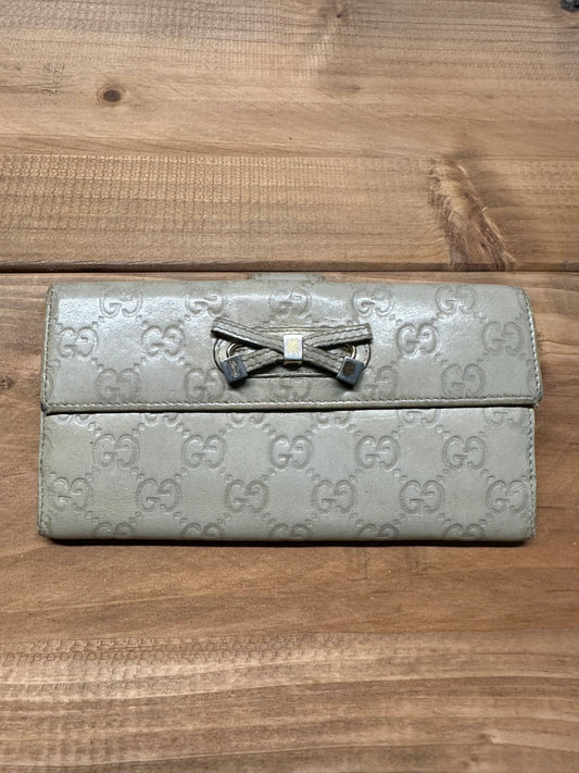 Gucci White Embossed Long Wallet